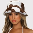 thumbnail image 2 of Beugl Bucket Hat Clearance, Winter Printed Thick Bucket Warm Hat Bucket Cap Basin Hat for Women Men Summer Hats Baseball Hat Beach Hats Visor Hats for Women Brown, 2 of 4