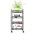 thumbnail image 3 of 4-Tier Kitchen Utility Storage Carts with Wheels, 17.5" x 10"x 33.5"Mesh Wire Basket Shelf Trolley with 5 Side Hooks, Heavy-Duty Laundry Cart Holds Detergent Bottles and Laundry Detergent, S13778, 3 of 7