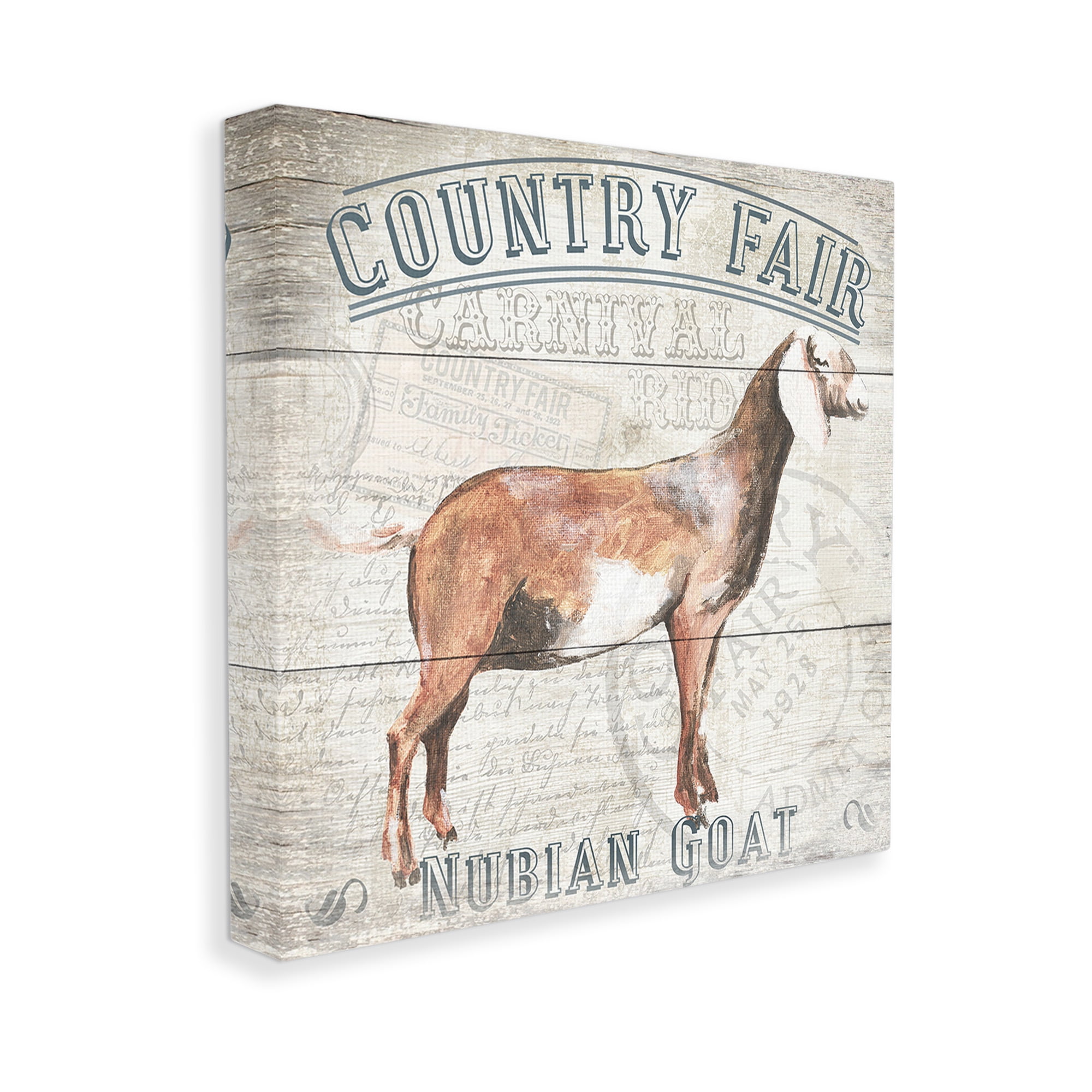Stupell Industries Country Fair Goat Animals & Insects Painting Gallery Wrapped Canvas Art Print Wall Art, 17 x 17