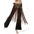 thumbnail image 4 of Women's Belly Dance Hip Scarf with Tassels Sequined Fringe Skirt Wrap for Dance Performance Brown Free Size, 4 of 5
