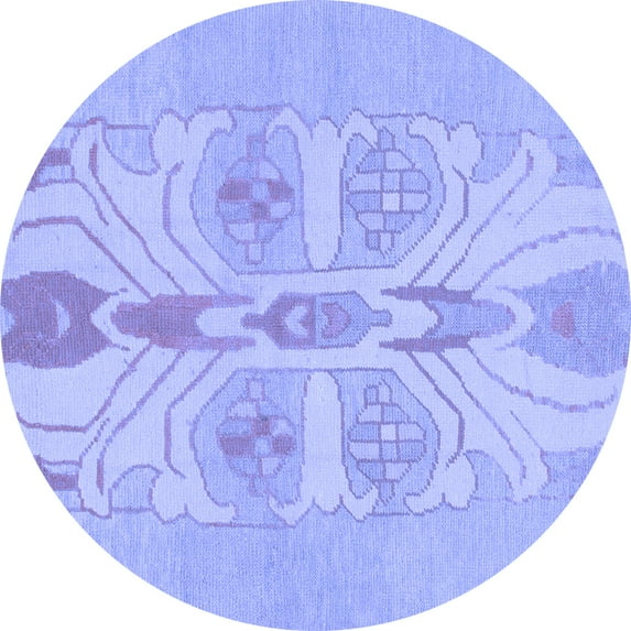 Ahgly Company Indoor Round Abstract Blue Modern Area Rugs, 6' Round
