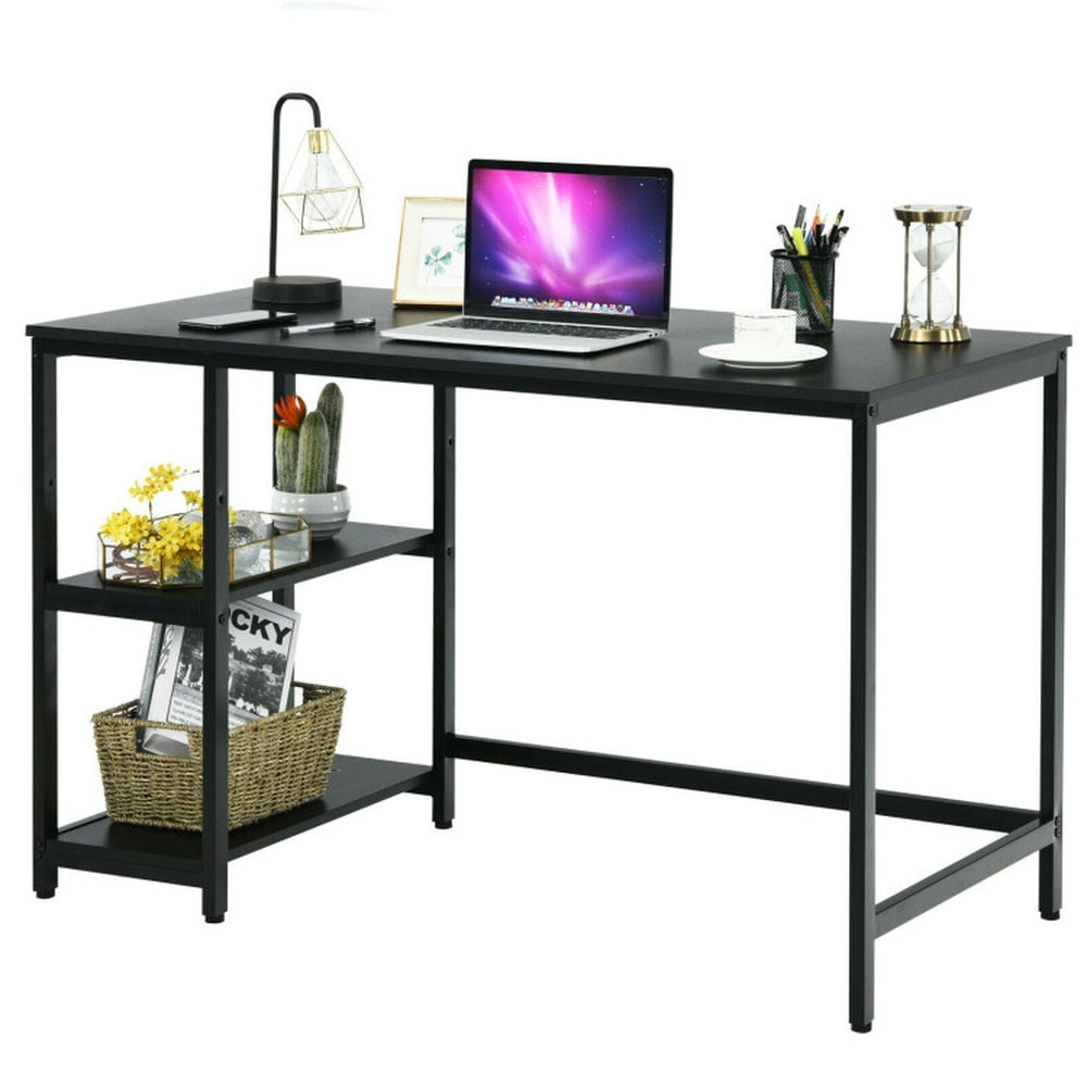 Demi Bonn 47" Computer Desk Office Study Table Workstation Home with Adjustable Shelf, Black