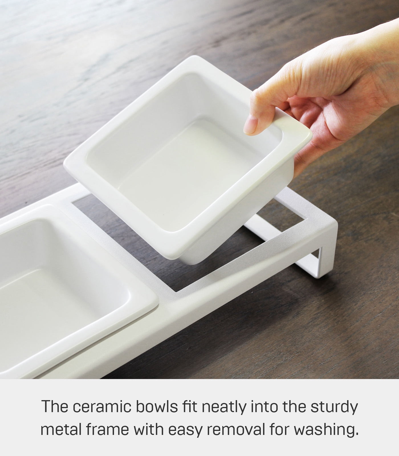 Yamazaki Home  Pet Food Bowls - Two Styles, Steel and Ceramic, Short, 1.25 cups, 300 milliliters per bowl White