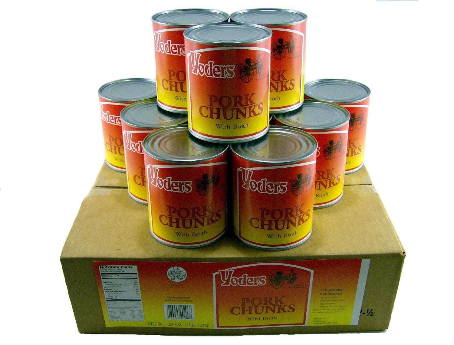 Yoder's Canned Pork Chunks Meat Case 12 Cans
