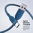 thumbnail image 3 of Powertek Ultra 6ft USB-A to USB-C Cable, Blue, Braided Silicone, Reliable Data Transfers, Durable Tangle-Resistant Charging Cable, 3 of 6
