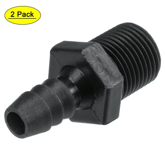 Uxcell 5/16" Barb OD 3/8NPT Male Thread Plastic Hose Fitting Hex Adapter Black 2 Count