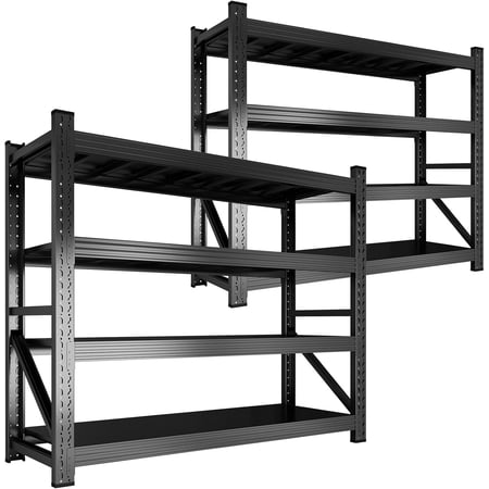 JBLCC 6400LBS Garage Shelving Heavy Duty 63" W Storage Shelves 4-Tier Adjustable Metal Steel Shelving Unit for Industrial, Commercial Basement, Warehouse, 63'' W x 63''H x 24'' D, 2 Sets