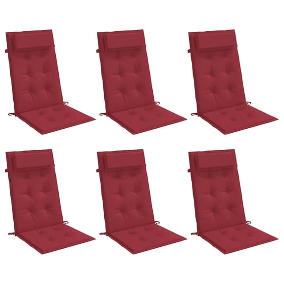 Juego de 6 cojines para silla VidaXL Highback, tela Oxford, color rojo vino