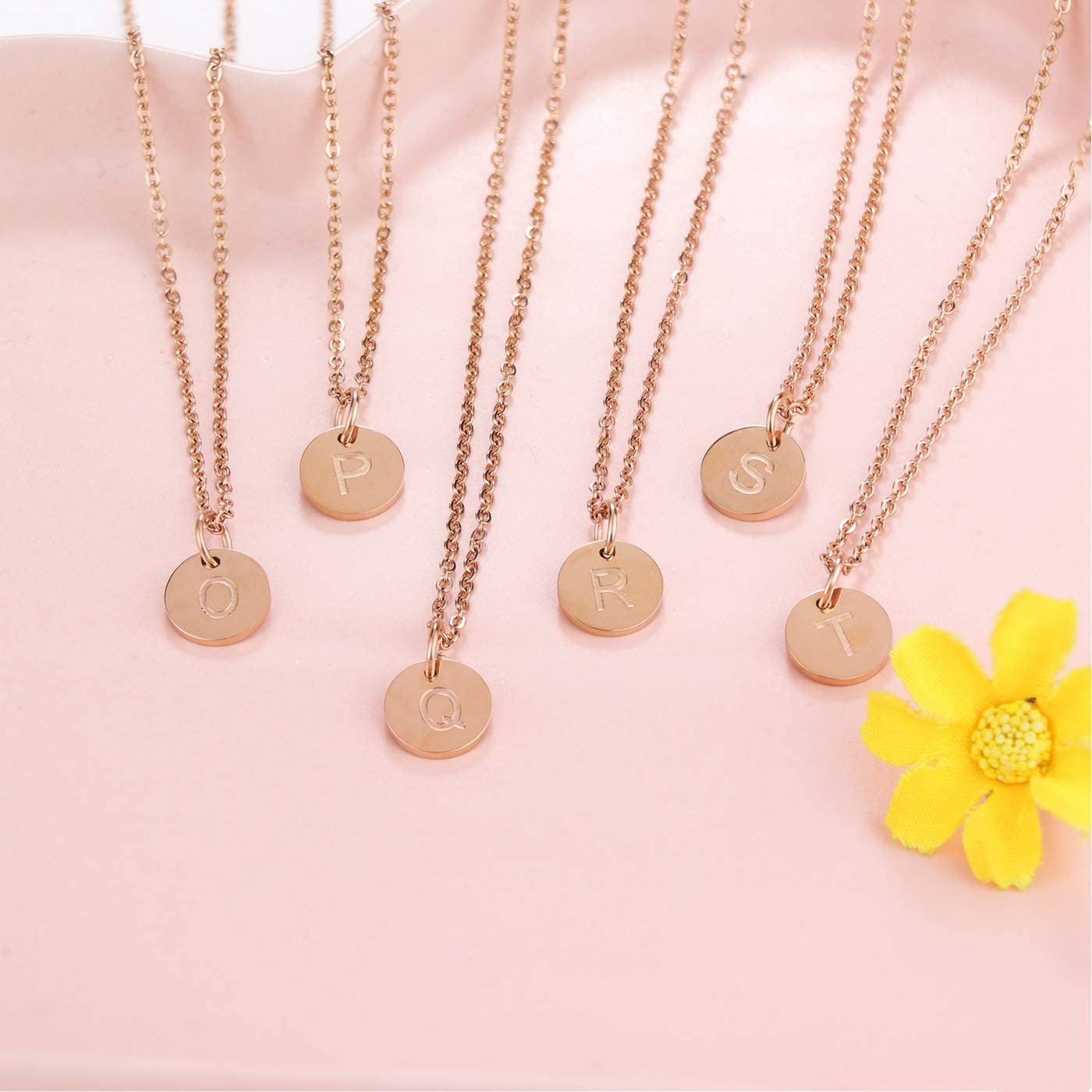 Rose Gold Initial Necklace for Women 