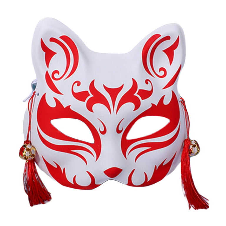 Jenaai 12 Pieces Fox Masks Japanese Kabuki Masks Red White Animal Therian  Mask with Elastic Rope Anime Full Face Mask Costume for Adult Kids  Christmas