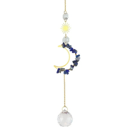 

Crystal Windchime Dream Catchers Moon Flower Chandelier Decor (Dark Blue)