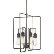 Kira Home Roanoke 20" 4-Light Modern Farmhouse Rectangular Pendant Chandelier, Oil Rubbed Bronze Finish