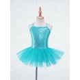 thumbnail image 5 of iiniim Kids Girls' Shiny Sequins Splice Tulle Tutu Princess Dress Leotard Ballet Dance Size 2-12 Blue 3-4, 5 of 7