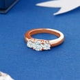thumbnail image 4 of Gem Stone King 1.00 Ct Round Sky Blue Aquamarine 18K Rose Gold Plated Silver Classic 3-Stone Ring for Women (Size 5), 4 of 4