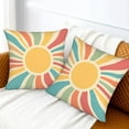 thumbnail image 2 of Rainbow Sunshine Pillow Covers 18X18 Inch Set of 2 Mustard Yellow Sunset Boho Art Decorative Pillow Cases Colorful Bohemian Cushion Case Retro Home Decor for Sofa Couch Porch, 2 of 6