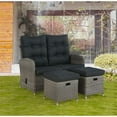 thumbnail image 3 of Ensemble Osier / Rotin Monaco avec Banc Inclinable et Deux Poufs en Gris, 3 of 4