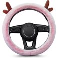 thumbnail image 1 of NETSENG Housse de Volant de Voiture en Bois de Cerf Épaisse Peluche Chaude d'Hiver Mode Mignonne Housse de Volant de Voiture Respirante Antidérapante 38cm, 1 of 5