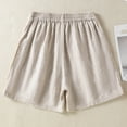 thumbnail image 5 of Women's Linen Cotton Pants Elastic Waist Shorts with Pockets, Lightweight Casual Summer Shorts, Lounge Beach | VerBelle,Beige L, 5 of 7