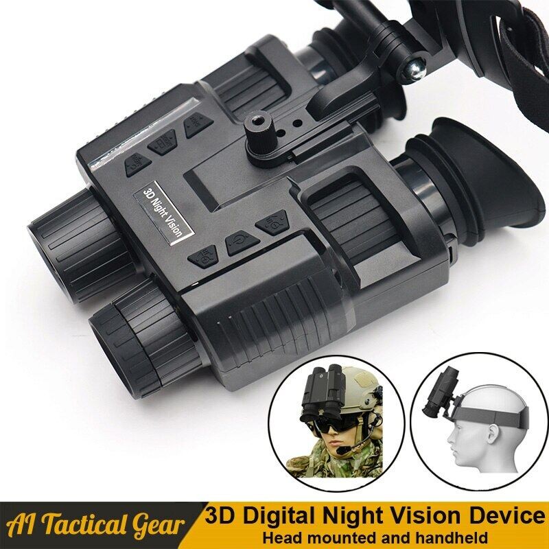 BekinTek 4K 3D Helmet Mounted Night Vision Binoculars Head Mountable Telescope Rechargeable NVG Goggles Full Dark Observe 8x Digital Zoom 4K Video 36M Photo Vision Compensation