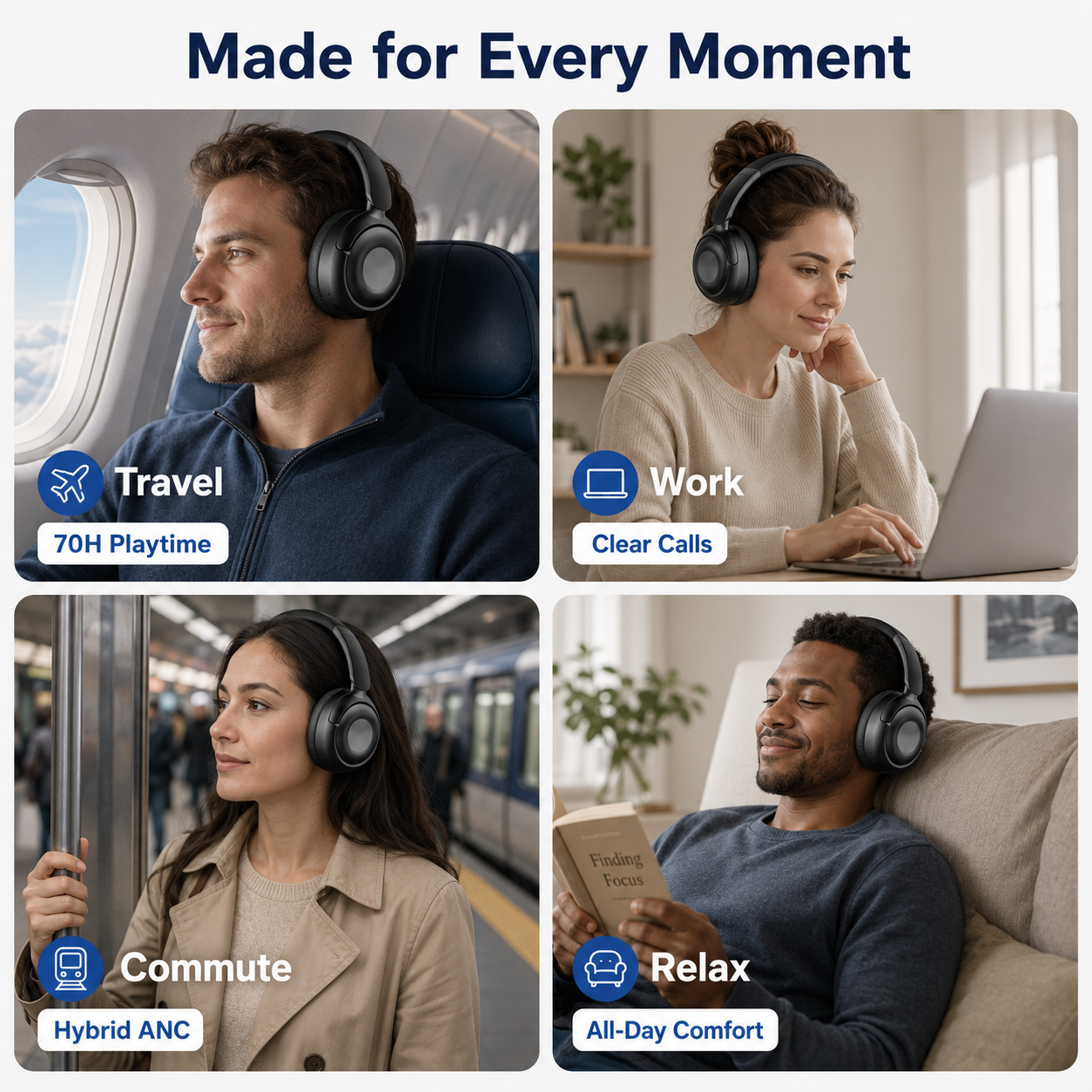 Cillso Hybrid Active Noise Cancelling Over-Ear Headphones photo 6
