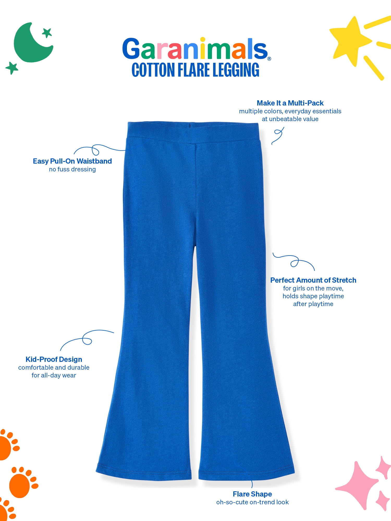 Garanimals Newborn, Baby & Toddler Girl Cotton Pull-On Flare Leggings, 3-Pack, Sizes 0-6T