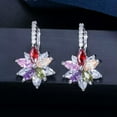 thumbnail image 2 of Elegant Flower Milti Color Stud Earrings Women Fashion Cubic Zirconia Jewelry, 2 of 8