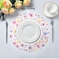 thumbnail image 5 of Watercolor Flowers Round Placemats Washable Placemats Non-Slip Heat-Resistant Table Place Mats for Dining Kitchen Holiday Party Table Decoration 15.4"-6PCS Table Mat, 5 of 7