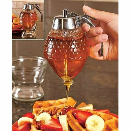 Honey Juice Syrup Dispenser Pot Jar 1Cup Acrylic Bee Hive with Trigger