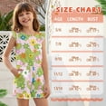 thumbnail image 6 of ZIATUBLES Pink Green Floral Print Girls Romper Summer Casual Ruffle Trim Round Neck Short Jumpsuit Elastic Waist Kids One-Piece Playsuit with Pockets for 11-12 Y, 6 of 6