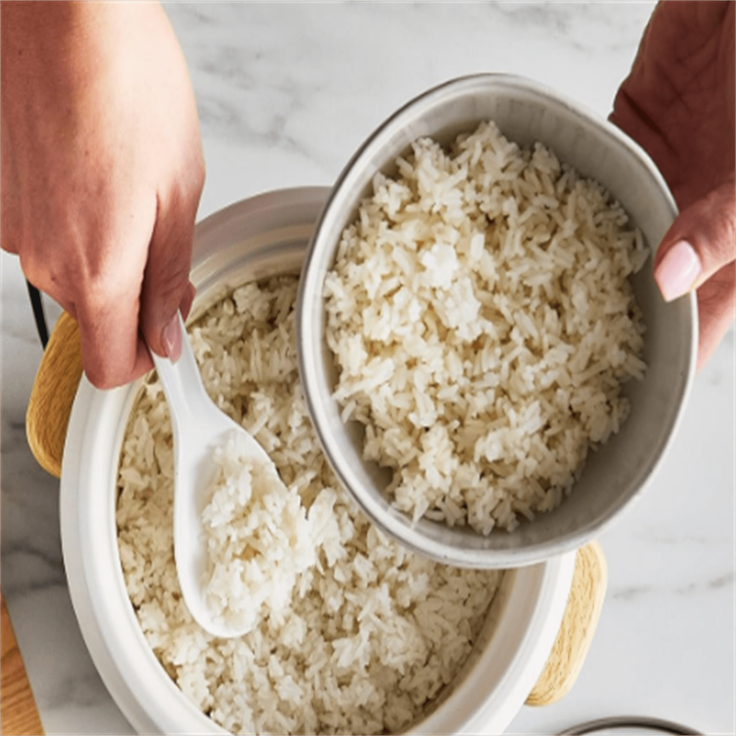 Rice Cooker with Removable PFAS-Free Nonstick Pot, 3-Cups Uncooked/6-Cups Cooked, One-Switch Design, Auto Keep Warm Function, Soup, Grains, Oatmeal, Wood Handle, Gray