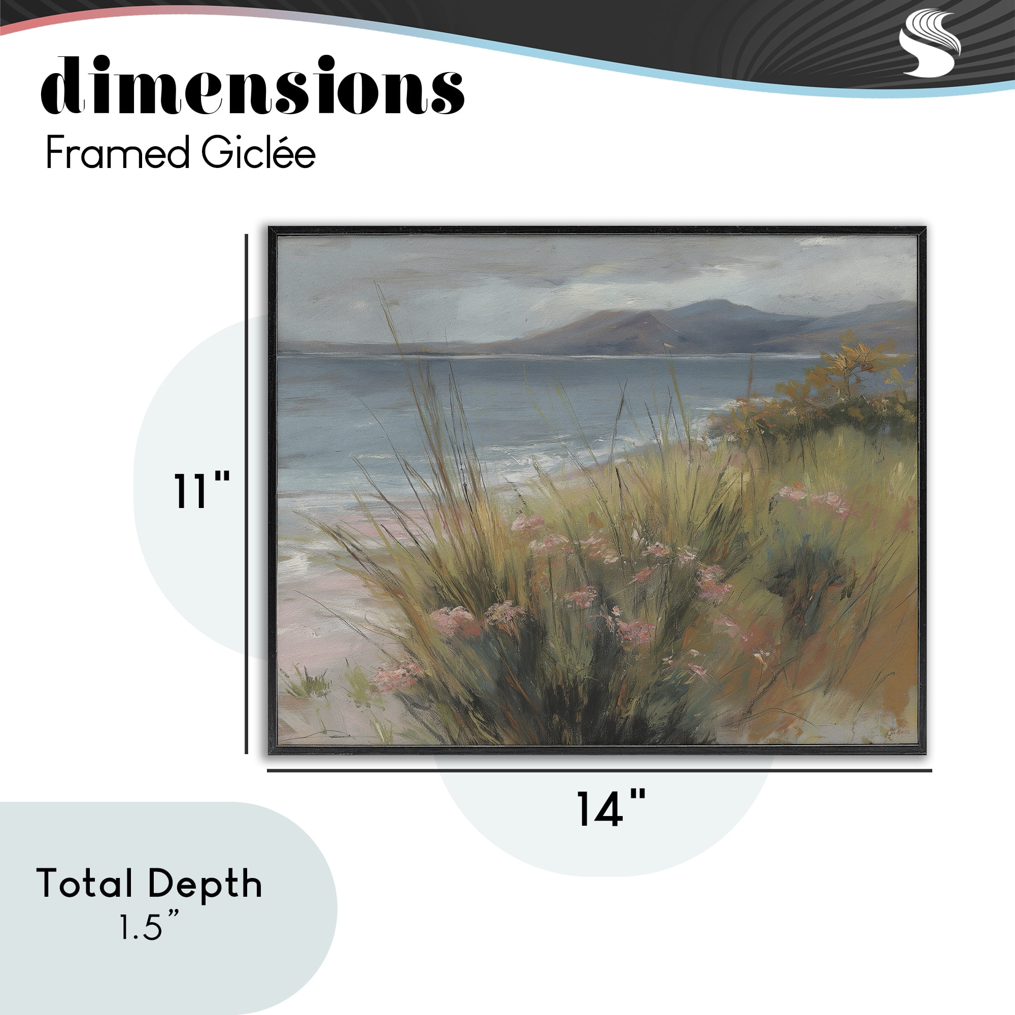 Stupell Industries The Green Valley Beach Black Framed Giclee Art, design by Svetlana Aleynikova