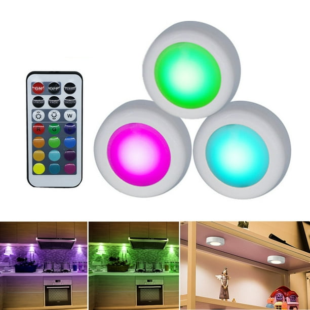 Wireless LED Puck Lights, 12 Colours Changing Closet Lights, Battery