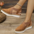 thumbnail image 4 of Dakaela Womens Wedges Sandals Closed Pointy Toe Platform Slip on Espadrille Elastic Criss Crooss Straps Slingback Summer Dressy Clogs Shoes Brown 9.5, 4 of 8