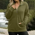 thumbnail image 2 of biudgviw Oversized Sweatshirt for Women Half Zip V Neck Tunic Pullover Shirts Fall Trendy Comfy Long Sleeve Knit Tops with Pocket, 2 of 7
