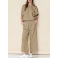 thumbnail image 6 of Aleumdr Two Piece Outfits for Women Textured Short Sleeve Tops and Bottom Plus Size Casual Sets Khaki XL, 6 of 8