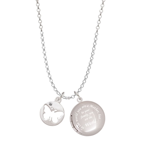 Delight Jewelry Butterfly Silhouette To the World You are a Mother Locket Necklace