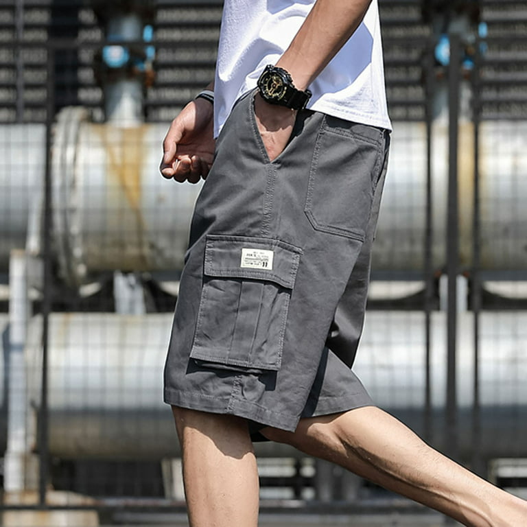 YYDGH Men's Cargo Shorts Elastic Waist Drawstring Loose Hiking Shorts  Casual Summer Lightweight Cargo Shorts Streetwear Dark Gray XL