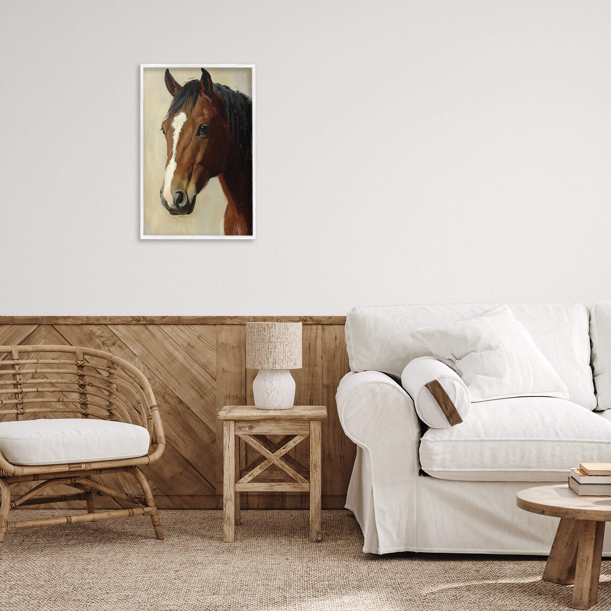 Stupell Industries Beautiful Brown Horse Portrait White Framed Giclee Art, design by Petal Prints Design