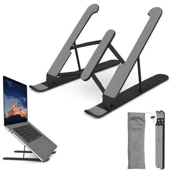 Sherry Portable Laptop Stand with 6 Levels of Vertical Height Adjustable Angles, Aluminum Foldable Laptop Holder for Laptops Tablets Compatible with MacBook Pro/Air, Lenovo, HP, 25.4-39 inch, 6cm