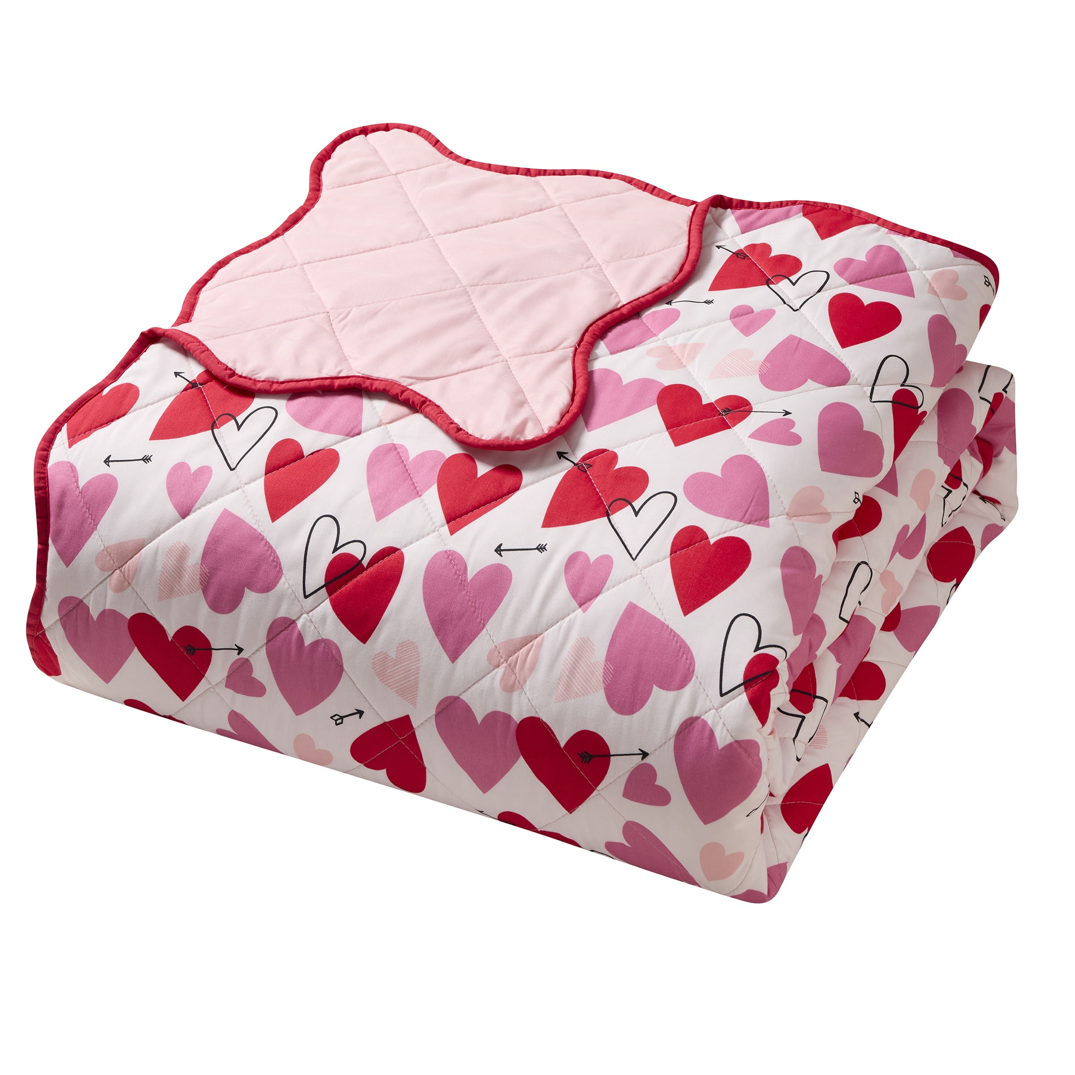 Hallmark Love Art 3-Piece Pink/Multicolor Adult Quilt Set, Full/Queen