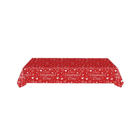 Qiweii Valentine Day Party Tablecloth 53.9x107.9 Inch,Romantic Festive Table Cover