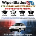 thumbnail image 2 of 2000 Plymouth Grand Voyager Beam Wiper Blades Wipers w/1yr Warranty (Set of 3) w/Rear Wiper (WiperBladesUSA), 2 of 5