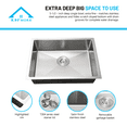 thumbnail image 4 of KBFmore 23 inch 18 Gauge ADA Undermount Single Bowl Square Kitchen Sink with 4 PCs Sink Accessories, 4 of 11