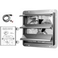thumbnail image 1 of 14 Inch Shutter Exhaust Fan Aluminum High Speed 1600RPM, 1000 CFM, Silver, with Adjustable Programmable Thermostat, 1 of 10