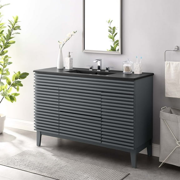 Modway Render 48" Single Sink Bathroom Vanity in Gray Black