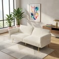 thumbnail image 3 of 79" Corduroy Sofa Bed, Foldable Double Sofa Bed with Folding Armrests, Convertible Couch for Living Room & Small Spaces, White, 3 of 15