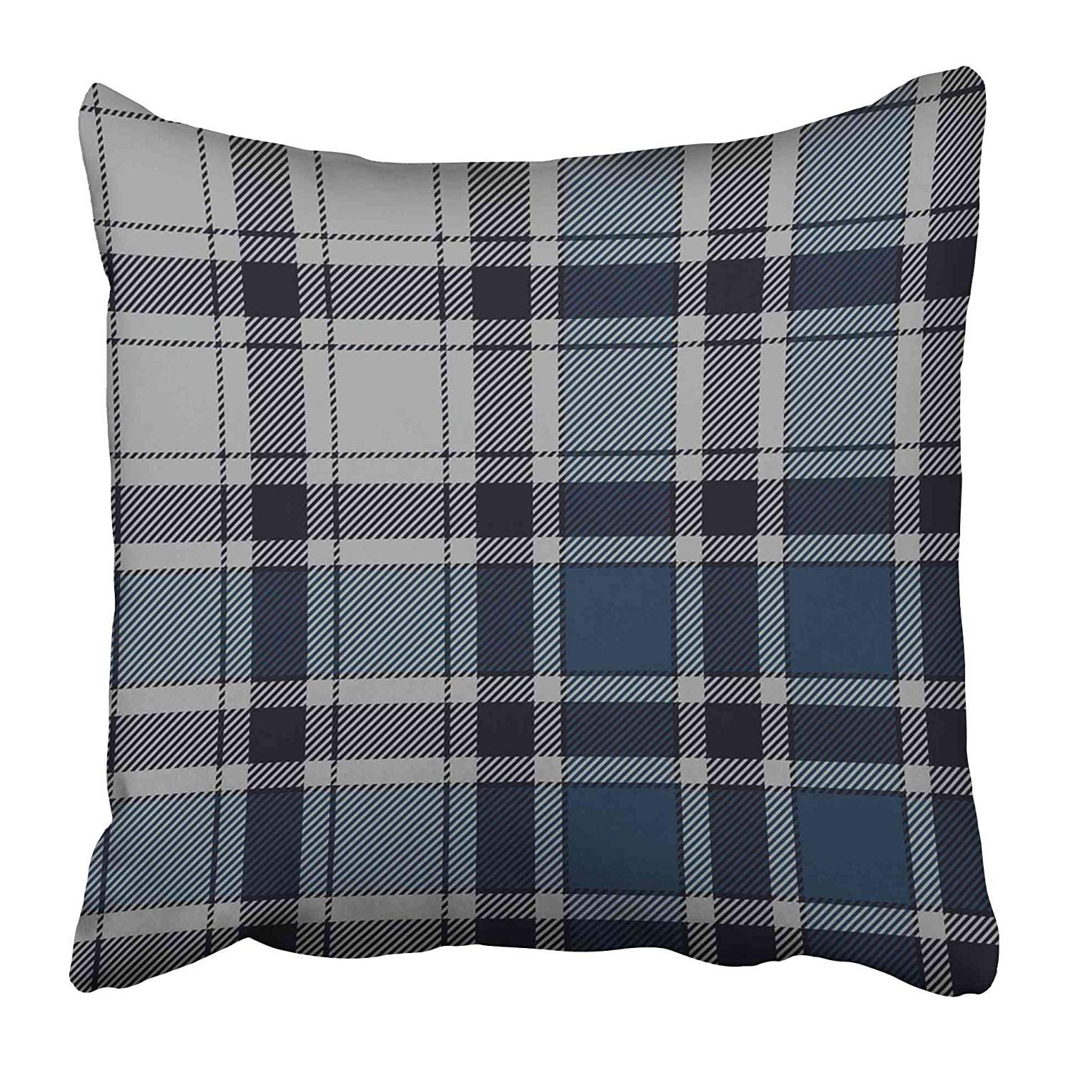 with Tassels for Couch Sofa Living Room Bed Buffalo Check Plaid Rectangle Throw Pillow Cases Cushion Cover HWY 50 Farmhouse Lumbar Decorative Throw Pillows Covers 12 x 20 inch Navy Blue Set of 2 