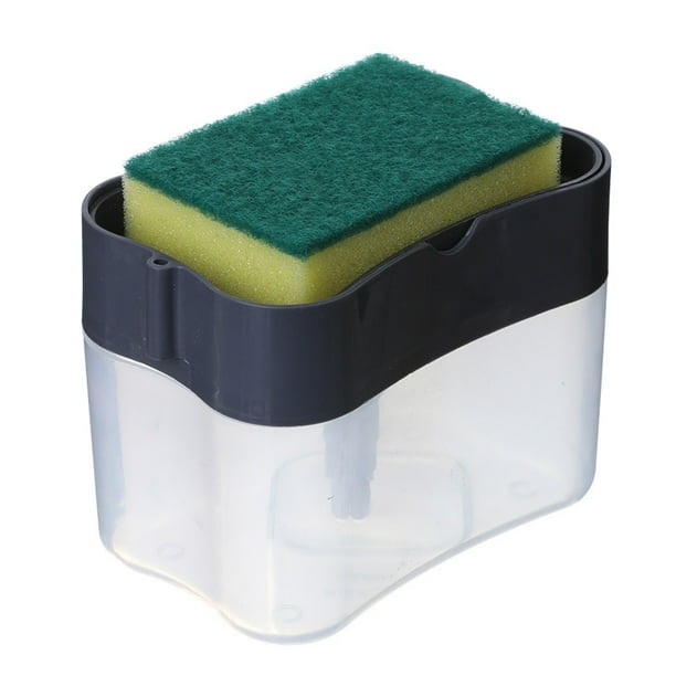 Dispensador de jabón para lavar trastes de alta calidad Dispensador de jabón líquido de Cocina 2 en 1, mezclador de agua y jabón, Soporte de fibra con esponja incluida