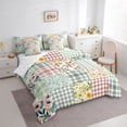 thumbnail image 2 of Erosebridal Floral Plaid Bedding Comforter Set for Girls, Green Checkered Full Bedding Set, Reversible, 7-Piece, 2 of 5