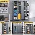 thumbnail image 5 of Aukfa 72" Metal Garage Storage Cabinets, Lockable Broom Closet Storage Cabinet with Shelves for Basement/Office/Laundry Room, Gray, 5 of 8
